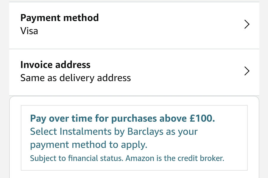 Amazon Now Using “instalments By Barclays”